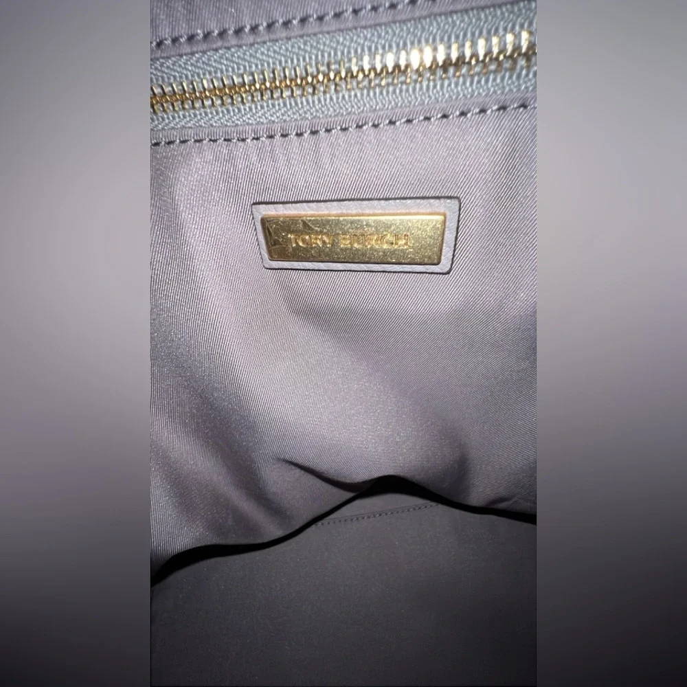 Tory Burch women’s half moon gray leather tote - Picture 8 of 16